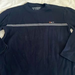 Aeropostale navy sweater with gray stripe across the front